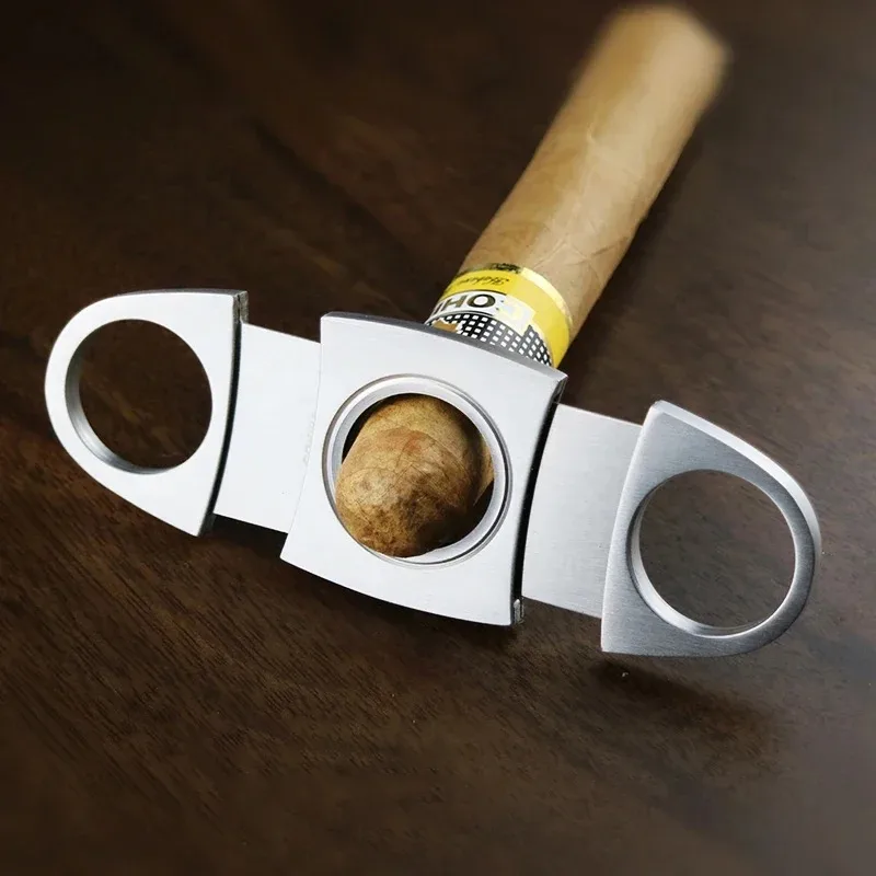 Description Picture 6 of itemStainless Steel Cigar Cutter Smoke Accessories Gift for Man Cigarette Case Tuxedo Guillotine Cutters Knife Luxury Set Scissors