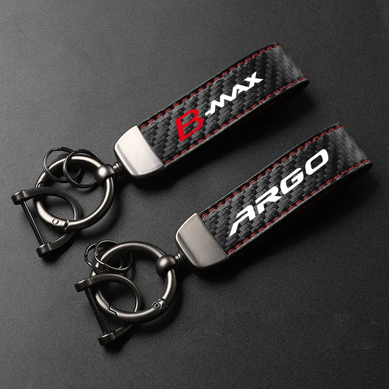 

High-Grade Leather Car KeyChain 360 Degree Rotating Horseshoe Key Rings For ford ARGO ECOSPORT EDGE c-max b-max Car Accessories