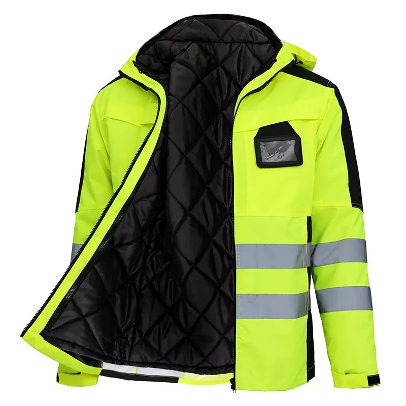 Safety Jacket and Pants Set for Winter Hi Vis Workwear Trousers + Jacket Suit High Visibility Reflective Work Clothing Warm 3