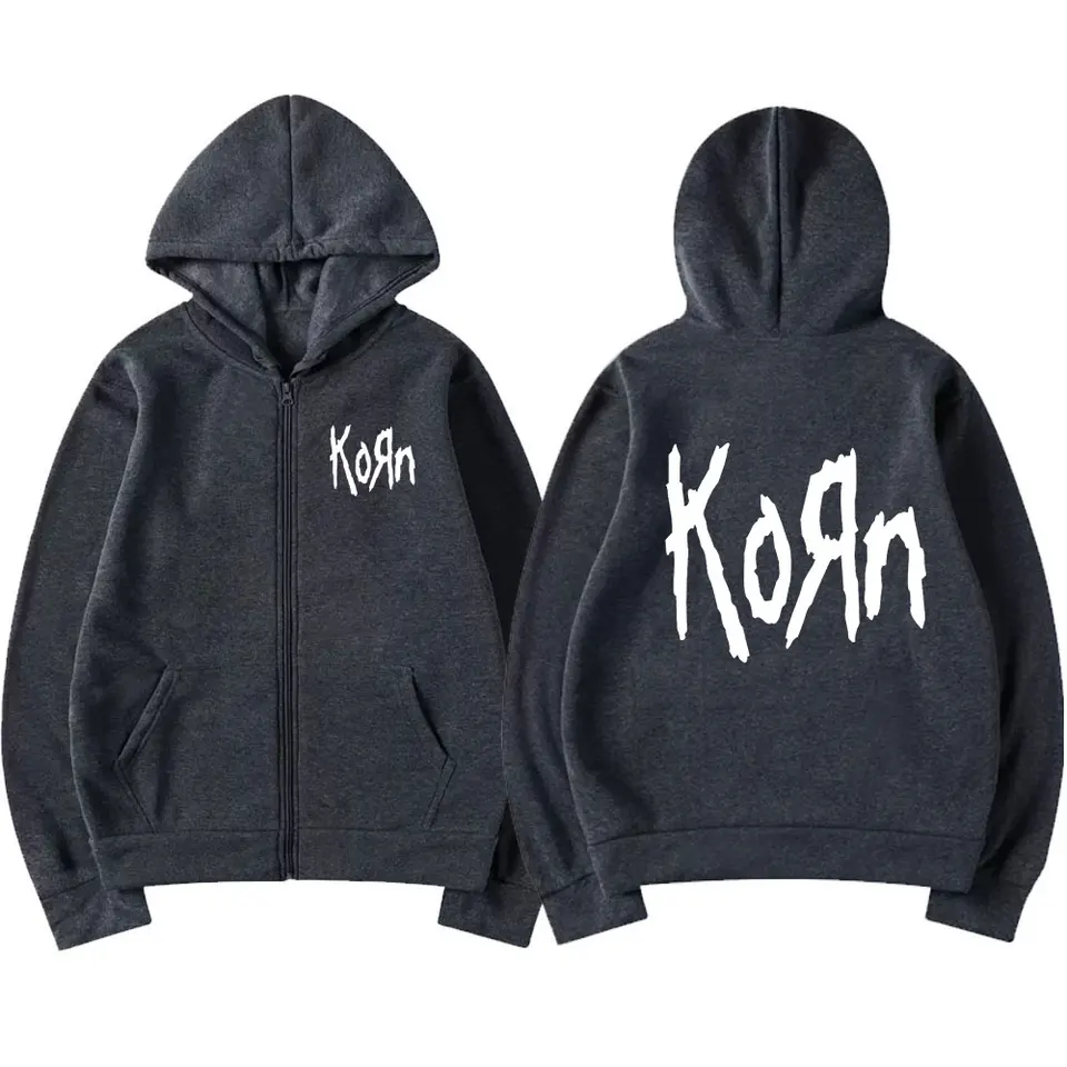 Korn Rock Band Letter Logo Zipper Hoodie Men's Metal Gothic Vintage  Oversized Zip Up Hoodies Streetwear Punk Sweatshirts Jackets - AliExpress  200000343