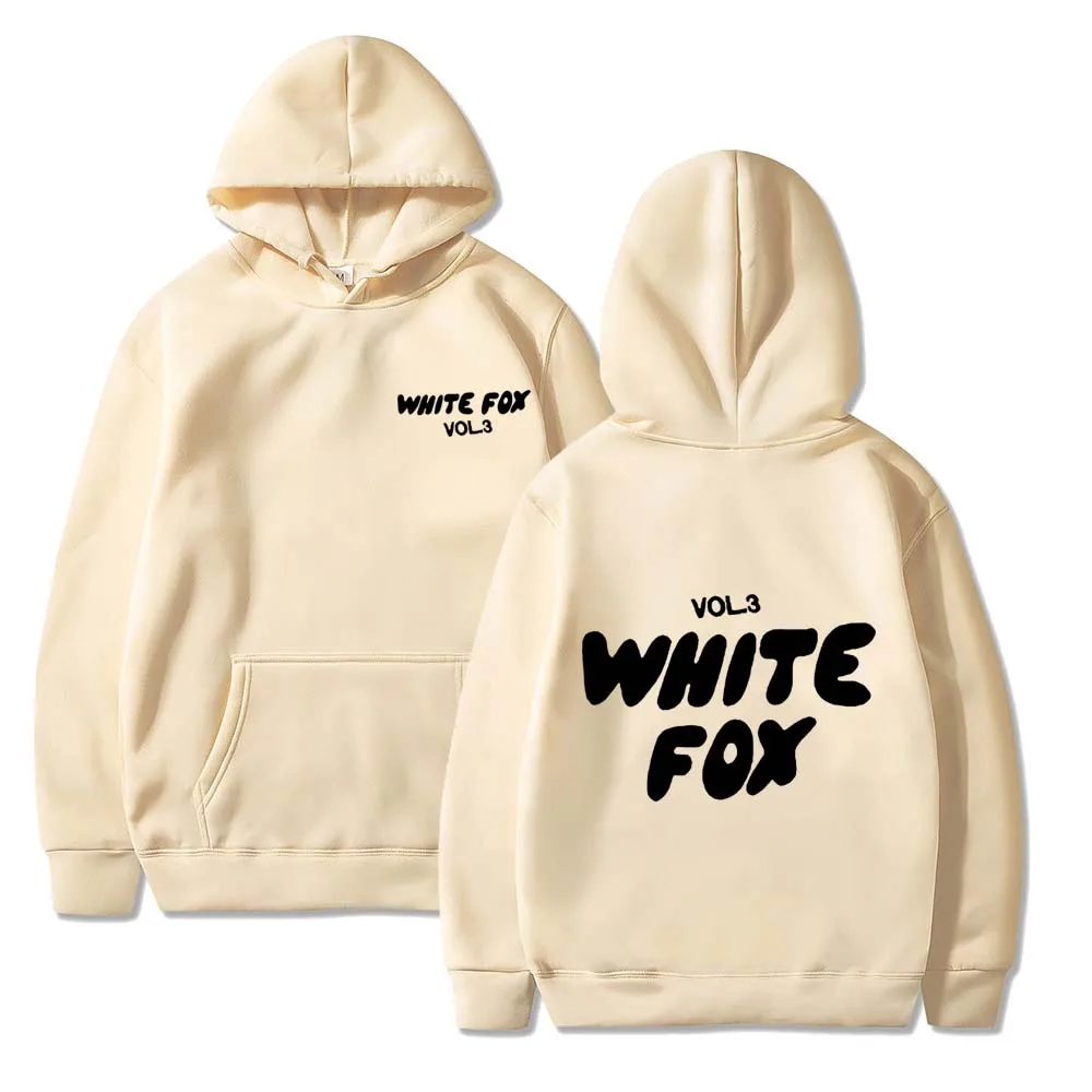 White Fox women's hoodie, loose fitting hoodie, thick wool, letter print, 2024