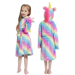Flanela arco íris cavalo pijamas roupão inverno pijamas das crianças velo coral pijamas das crianças 100 140cm vestuário doméstico