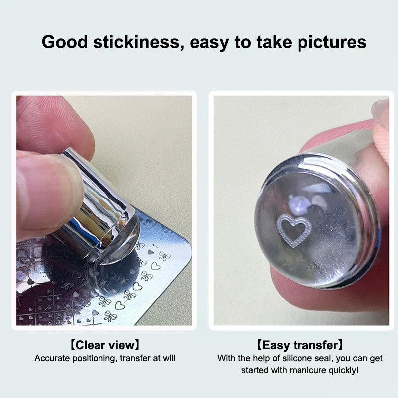 Erasable Mini Small Single Head Silicone Seal Nail Steel Plate Transfer Tool Stamping Jelly With Scraper French Tip Nail Stamper