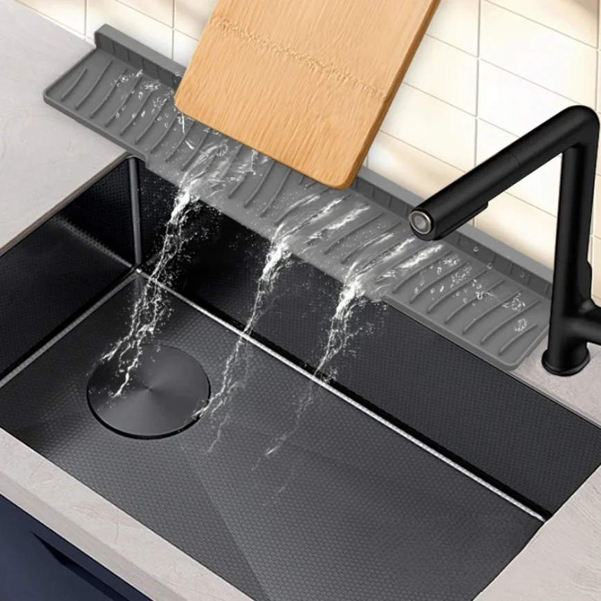 All-in-One Kitchen Mat Set: Splash Guard with Drip Tray