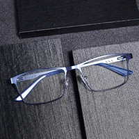 Lunettes de lecture Anti-lumière bleue pour hommes, grand cadre en métal, loupe, lentille presbytie, dioptrie + 0.75 + 100 + 125 1
