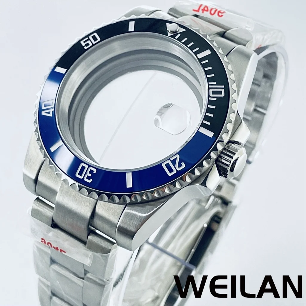 Silver Watch Case with Ceramic Bezel and Sapphire Crystal