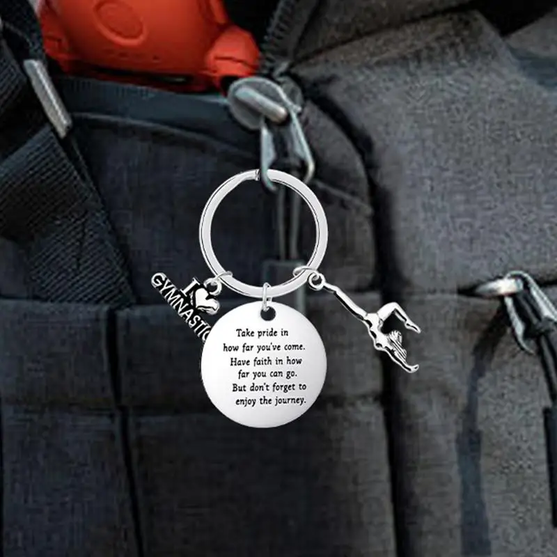 Gymnastics Keychain Stainless Steel Bag Pendant Gymnastics Backpack Keychain for Gymnast Accessories for Girls