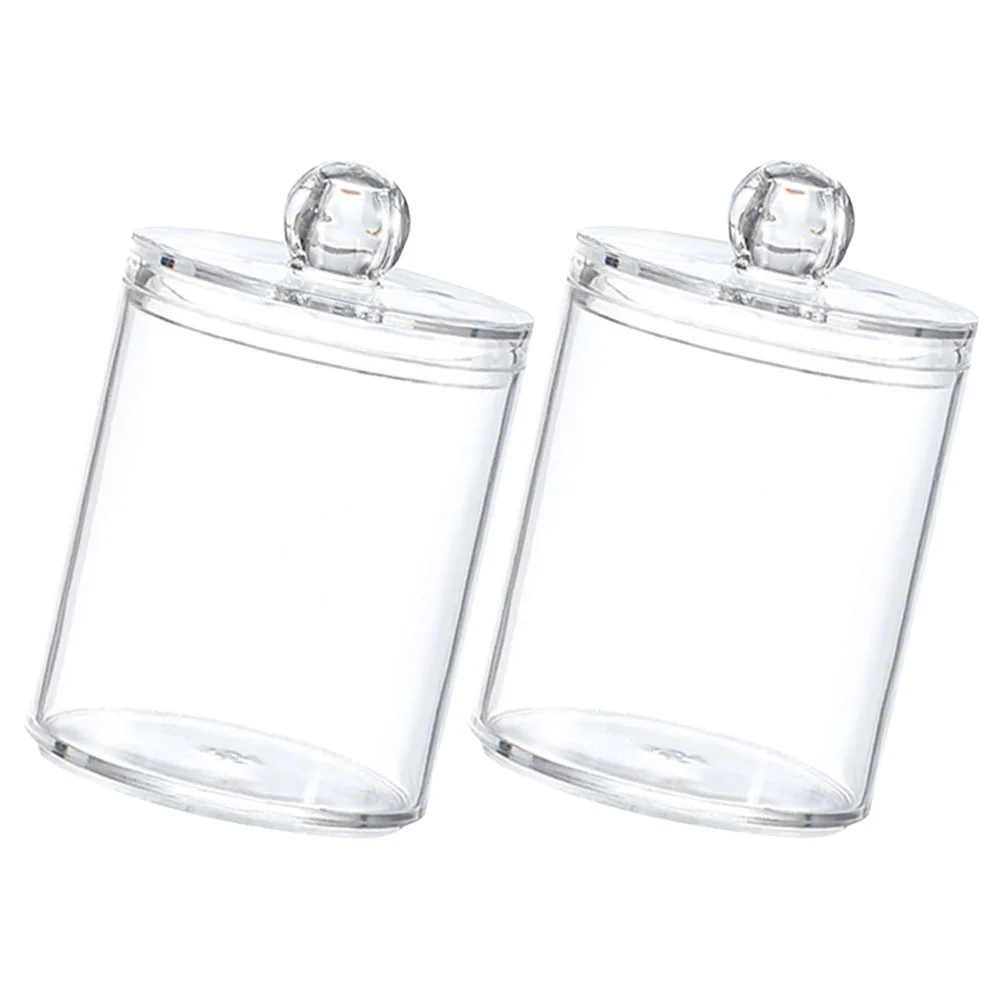 

2 Pcs Cotton Swabs Ball Storage Box Tabletop Organizer Tool Container Jar Case Cosmetics Office