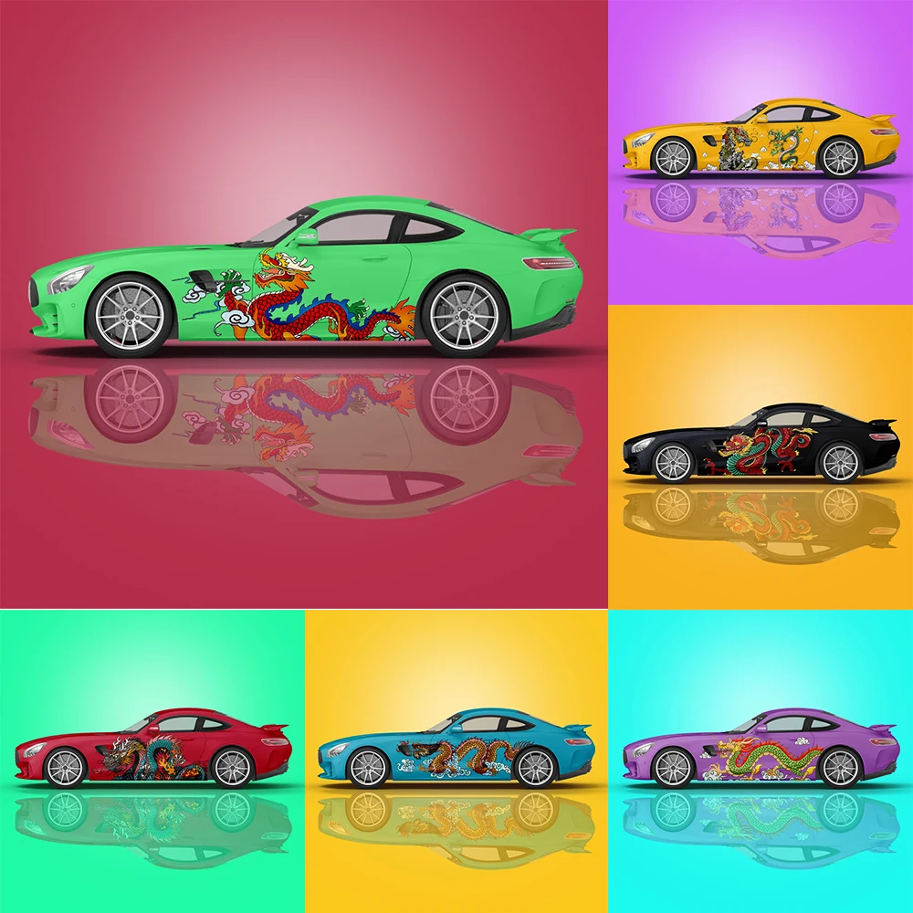 

Dragon Colored Side Vinyl Graphics, Dargon Car Wrap, Dragon Full Color Car Vinyl Graphics, Dragon Car Decal