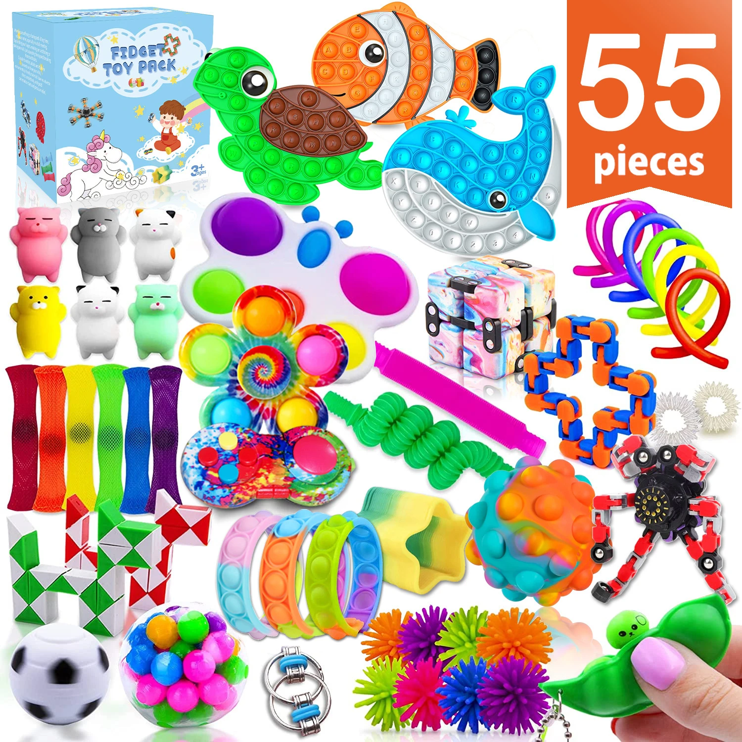 squishy mesh ball Fidget Toys Pack Set 100 Pack Anti stress Easter Advent Calendar Antistress Relief Figet Toy Pack Box Kids Antiestres Gift squeeze ball maker