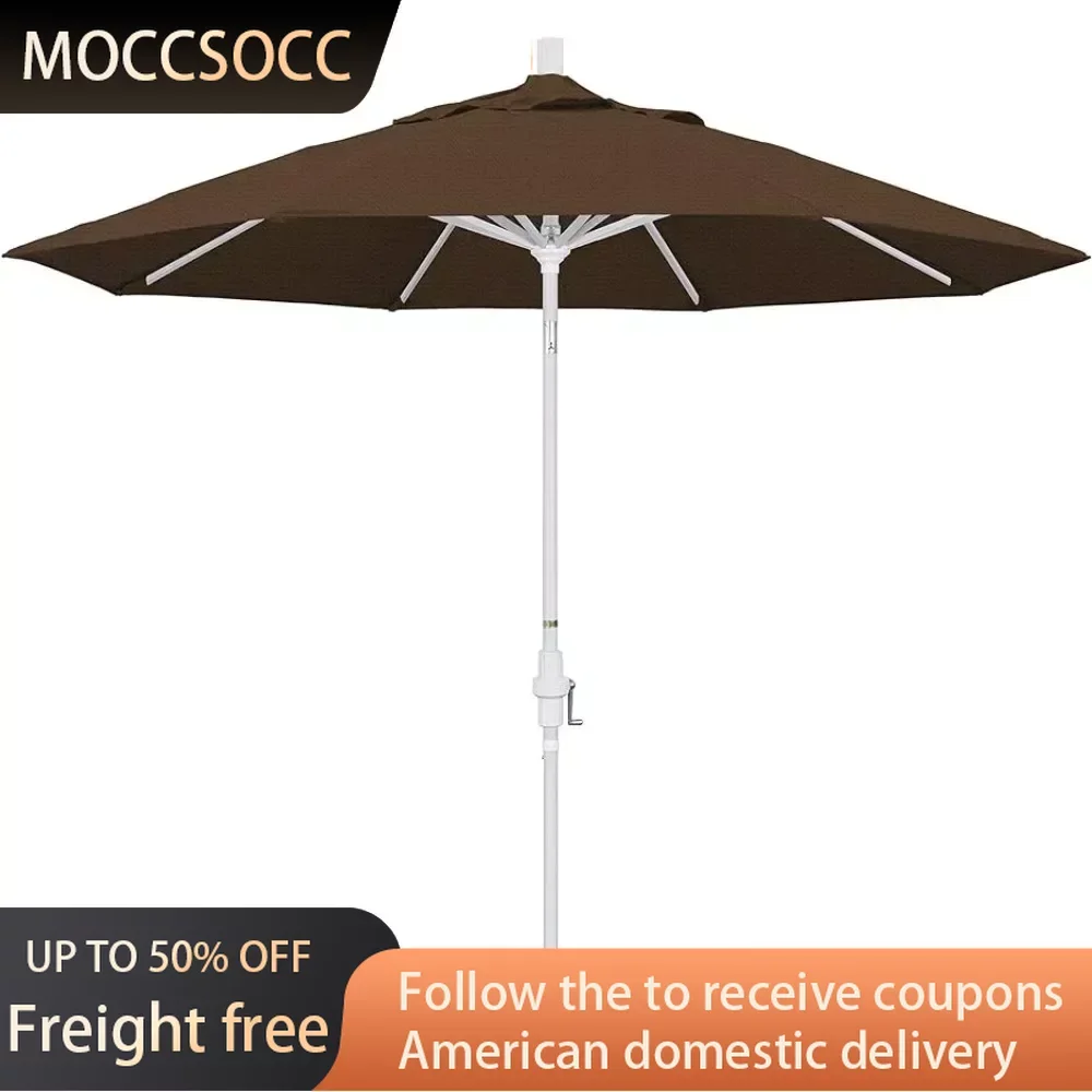 

White Pole Led Umbrella for the Beach 9' Round Aluminum Market Umbrella Crank Lift Collar Tilt Gazebo Teak Olefin Freight Free