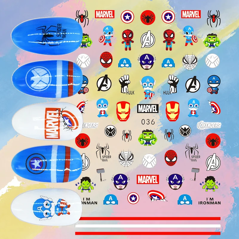 Nail Stickers Nail Art Tools Nail Art Decoration Nail Decals The Avengers Superheroes 3D 1PCS Mickey Mouse Stitch