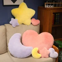 Moon Star Heart Sky Pillow Plush Purple Pink Yellow Fluffy Cushion Decor Sofa Chair Back Support Party Prop Ladies Gift 1