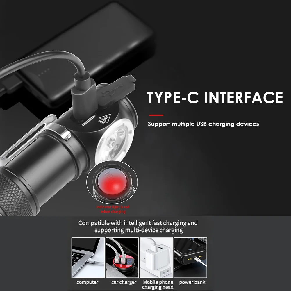 UniqueFire 헤드램프 LED 손전등 TYPE-C 충전식 휴대용 강력한 조명(자석 및 펜 클립 포함) 경량 헤드라이트 ?