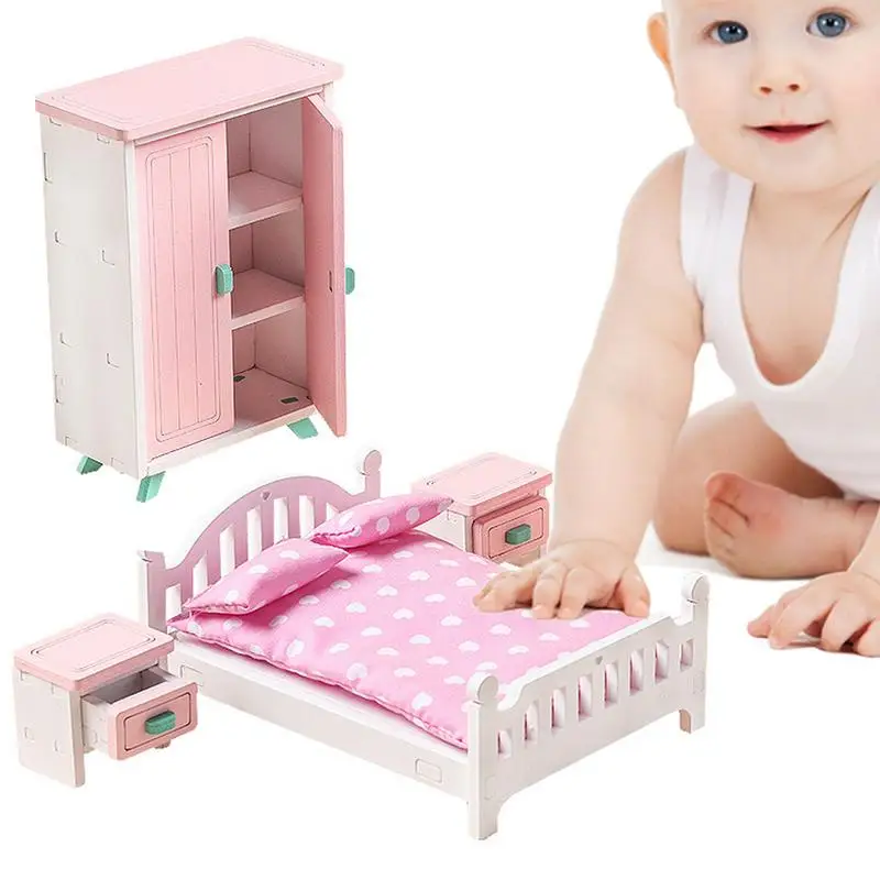 Wooden Doll House Collection Furnishing Toys Set Fully Furnished