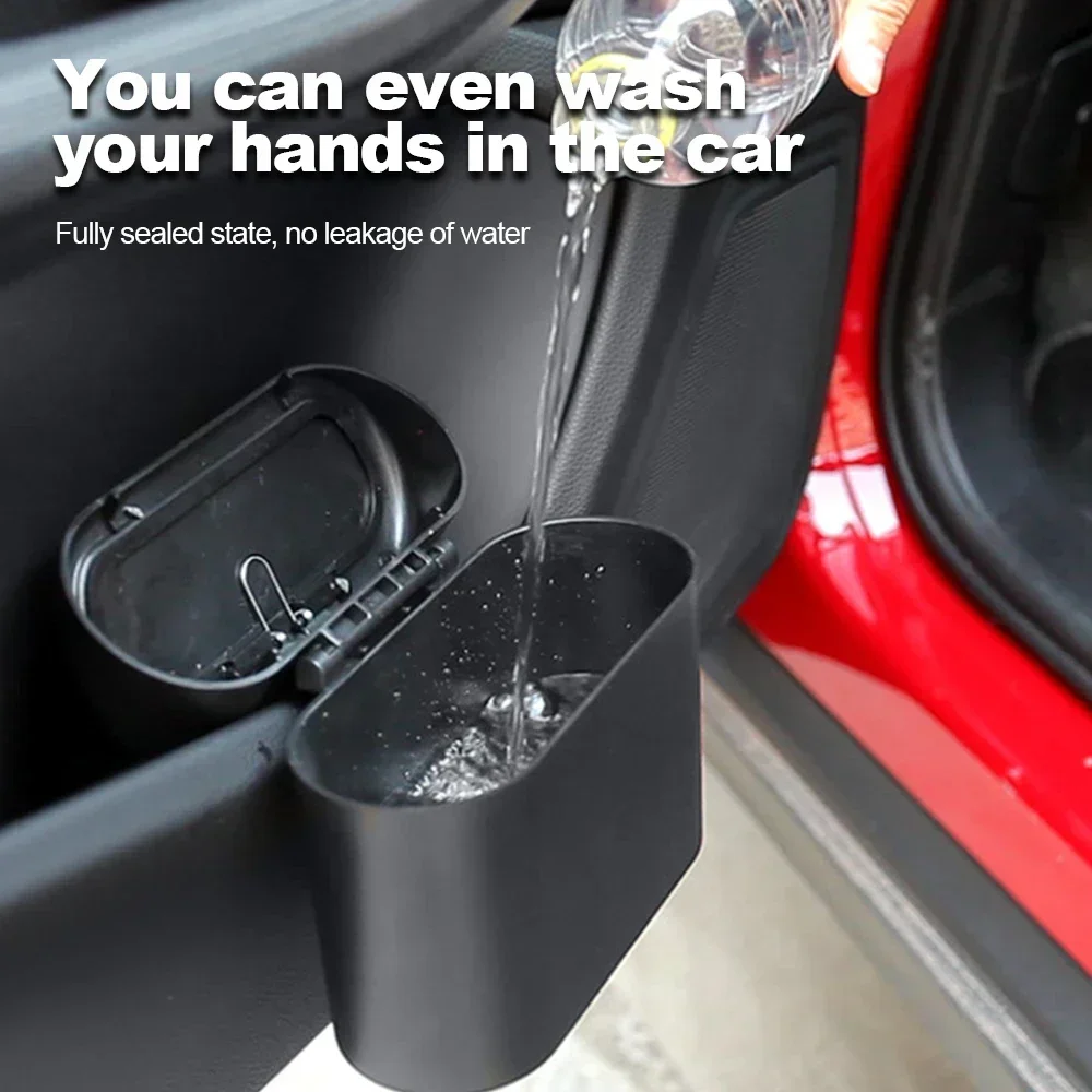 Universal Car Trash Bin 1.5L Hanging Vehicle Garbage Can with lid automatically bounce convenient save trouble car trash can Accessories