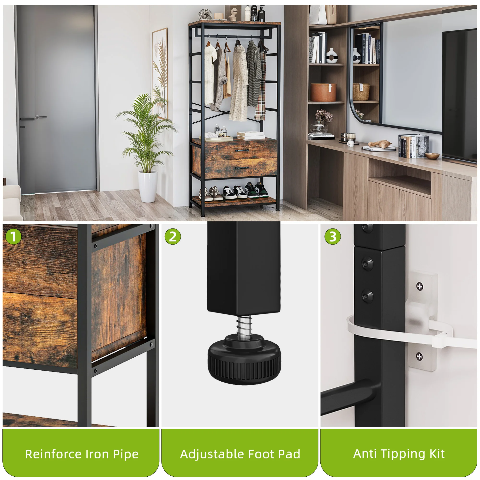 Mophorn Albero Della Sala, Albero Da Ingresso In Legno Con Panca E Vano Porta Scarpe Albero Da Ingresso Bianco Ripiani Regolabili 7 Ganci Appesi Striscia Luminosa Usb Per Ingresso E Corridoio 85713168