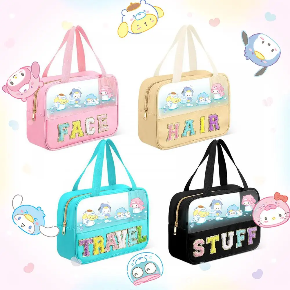 

Cinnamoroll Pompompurin Pochacco My Melody Sanrio Cartoon Cute Waterproof Large Travel Organiser Anime Plush Toys for Girls Gift