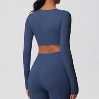 Yoga Shirts For Women Long Sleeve With Padded Fitness Running Gym Clothes Workout Dry Fit Breathable High Elastic Sports Top - Image 4