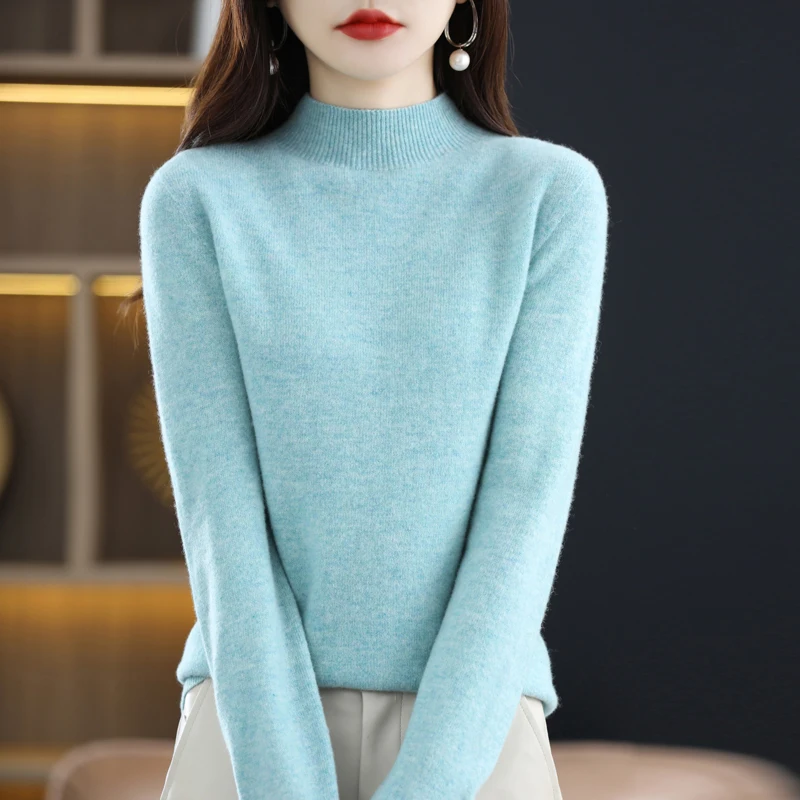 100% merino wool cashmere sweater ladies\' sweater turtleneck long-sleeved pullover for autumn and winter warm pullover top
