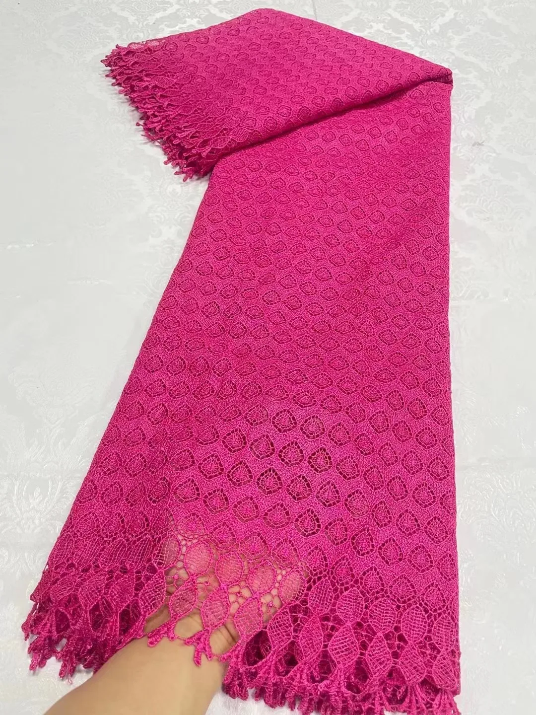 

African Guipure Cord Lace Fabric 2023 High Quality Nigerian Water Soluble Lace Fabrics Sequins For Sewing Diy Party Dress Cloth