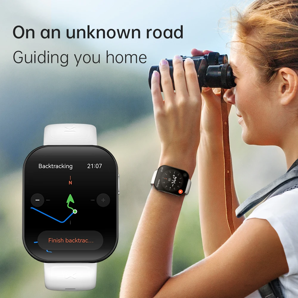 KUMI U6 1.96″ AMOLED GPS Smart Watch Bluetooth Call Compass Path Retracing Heart Rate Measurement Oximetry Men Women 4