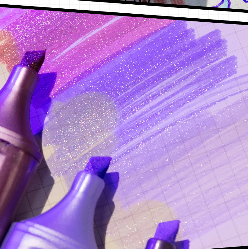 3pcs Steam Bubble Glitter Marker Pens Set Bling Shining Metallic Color  Highlighter for Drawing Painting Art School F7249