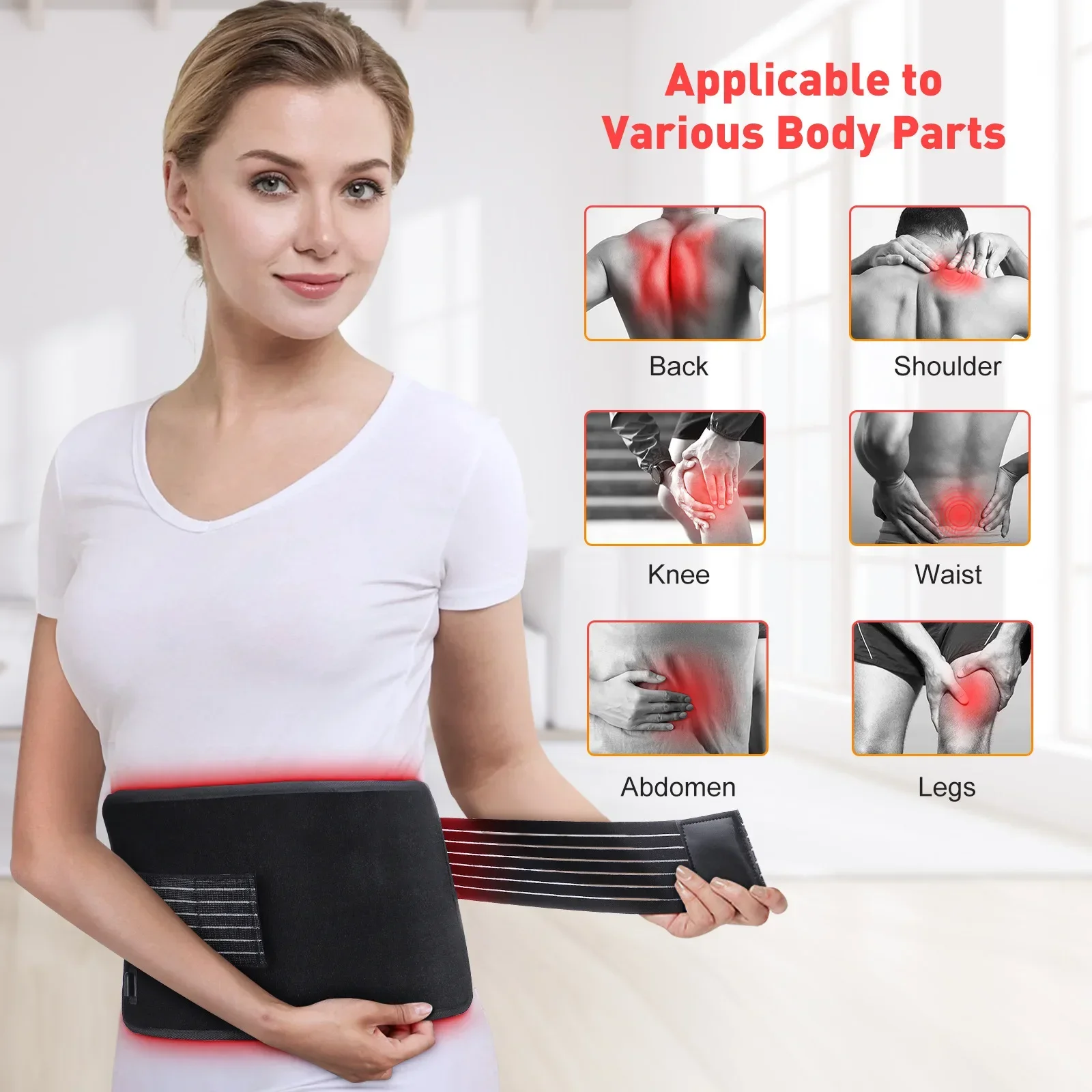 Multi Style Red Light Belt, 850nm&660nm Infrared Light Therapy Pad for Relieve Body Part Joints Fatigue Burning Fat Slimming
