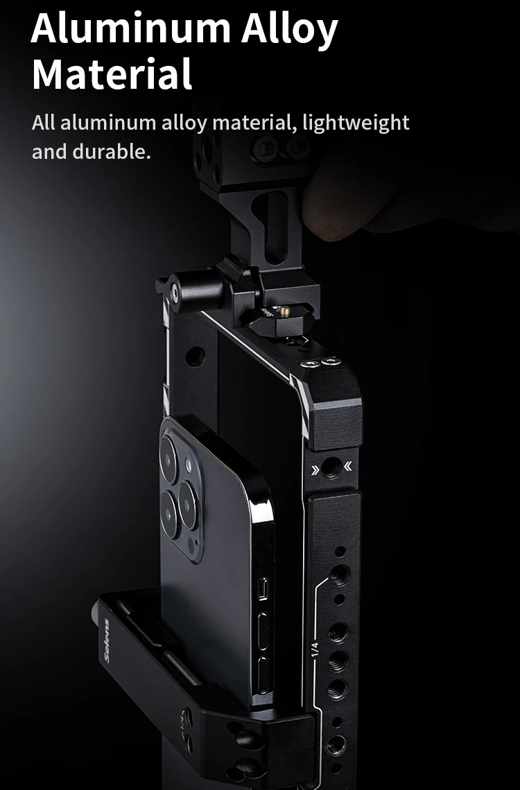 Aluminium Alloy Mobile Phone Cage with Expansion 1/4 & 3/8 Screw Holes Handheld