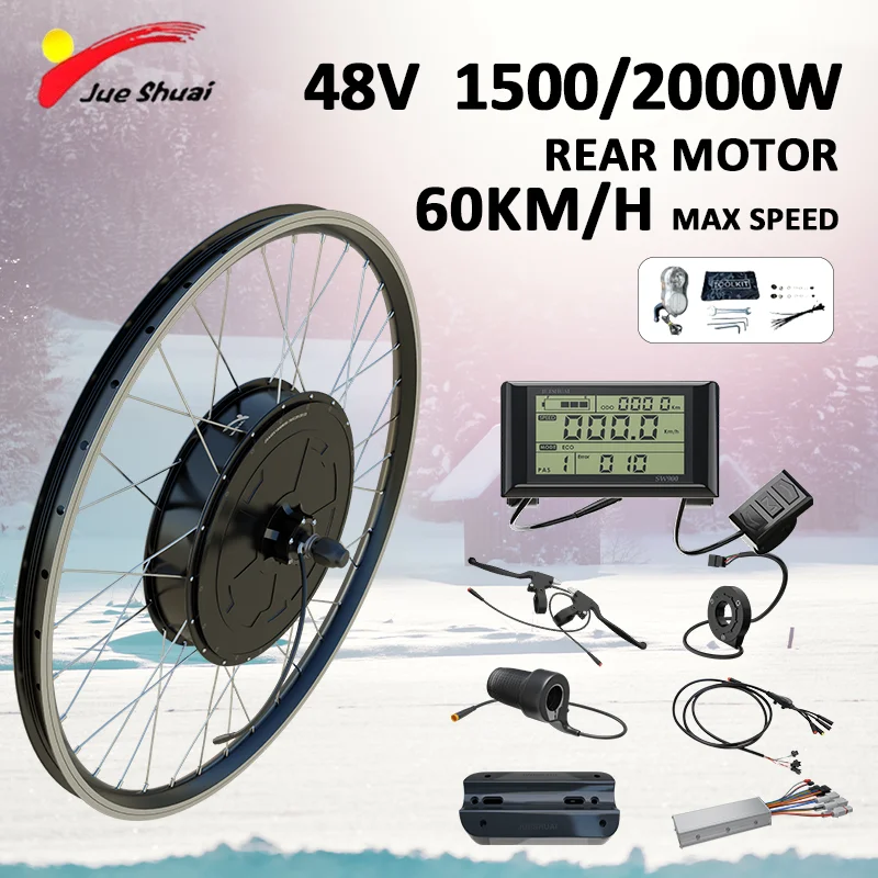 E-bike 48V 1000W 26 Bike Rear Wheel Conversion Kit, Hub motor with sw900 LCD 606413460426