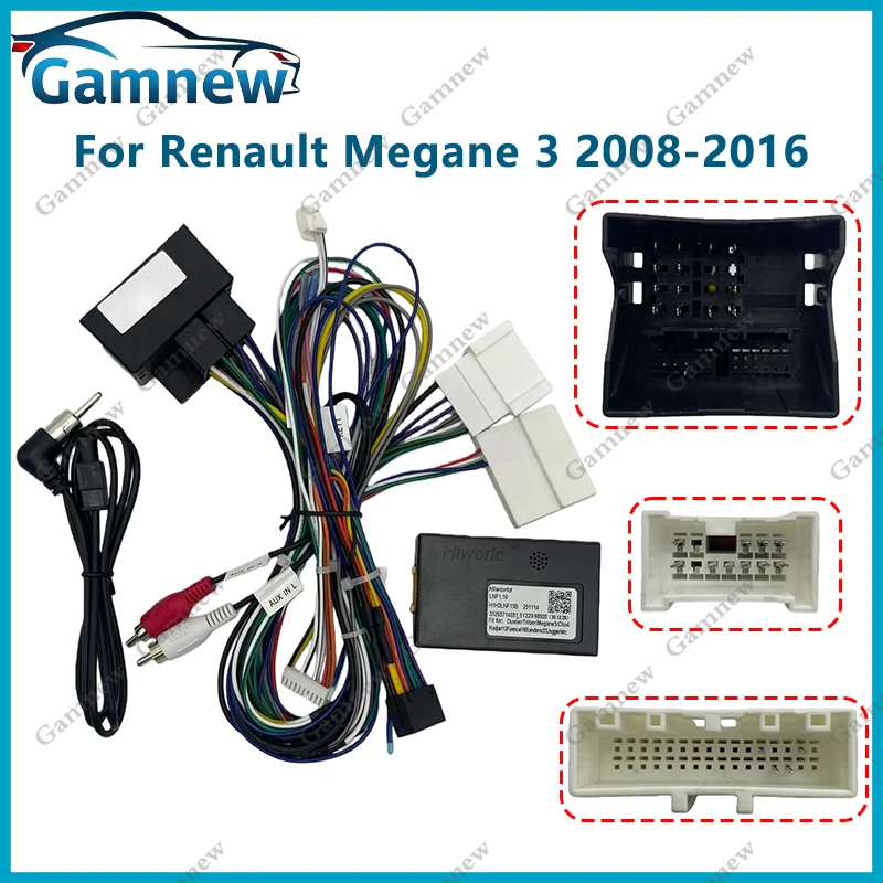 Câble d'alimentation autoradio, faisceau de câbles, adaptateur, boîtier Canbus, décodeur pour Renault Megane 3 Scenic 3 Fluence 2009-2015