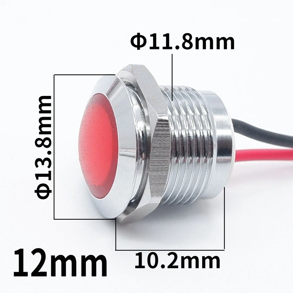 12Mm 16Mm 19Mm 22Mm Metalen Led Lampje Waterdichte Sferische Ronde Signaal Lamp Rood Oranje Blauw groen Wit Panel Mount 12V