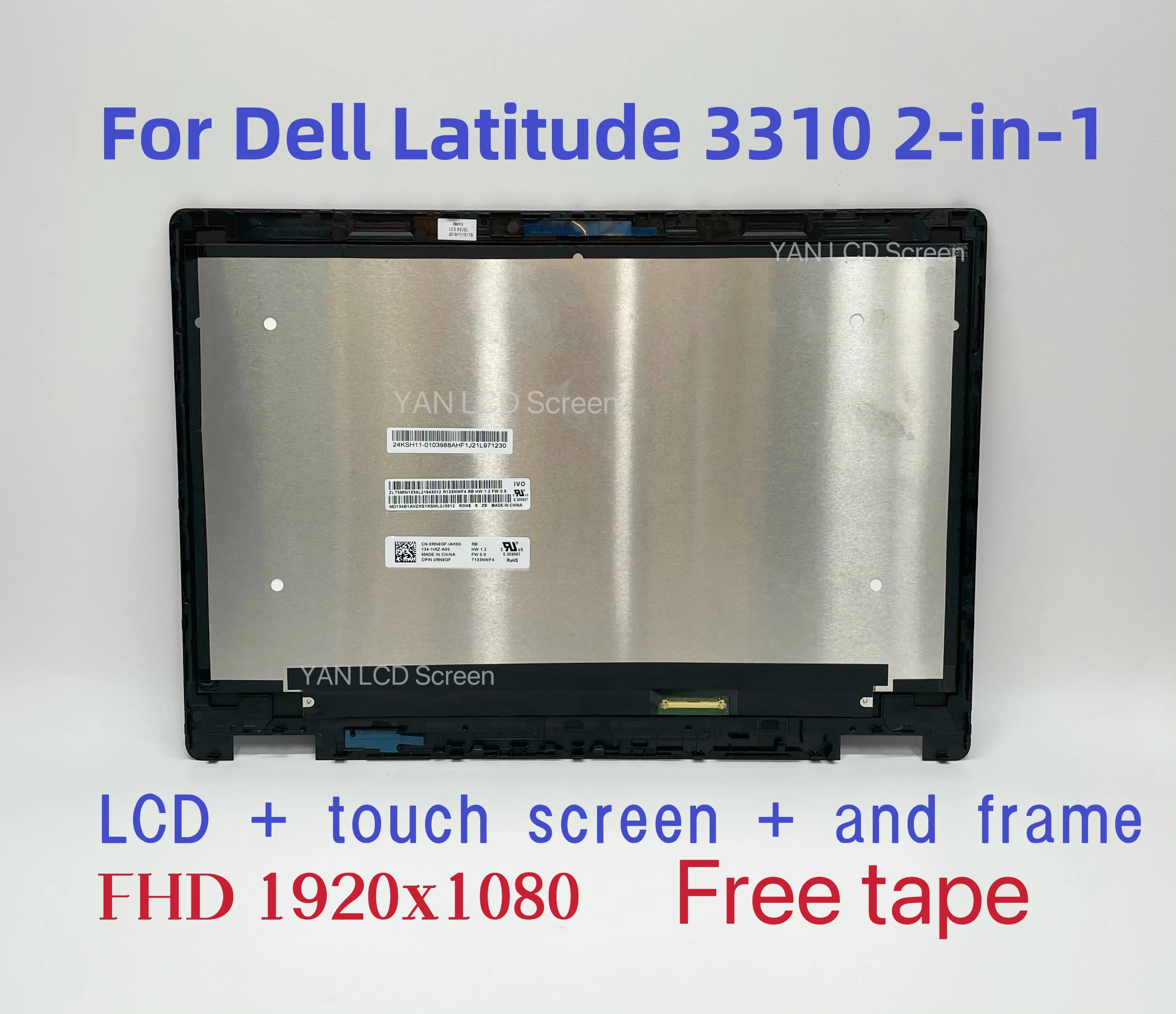 Dell Latitude 3310 터치 스크린 프레임 디지타이저 어셈블리 FHD, 2 in 1, B133HAB01.0, R133NWF4 RB, 13.3 인치 LCD 스크린