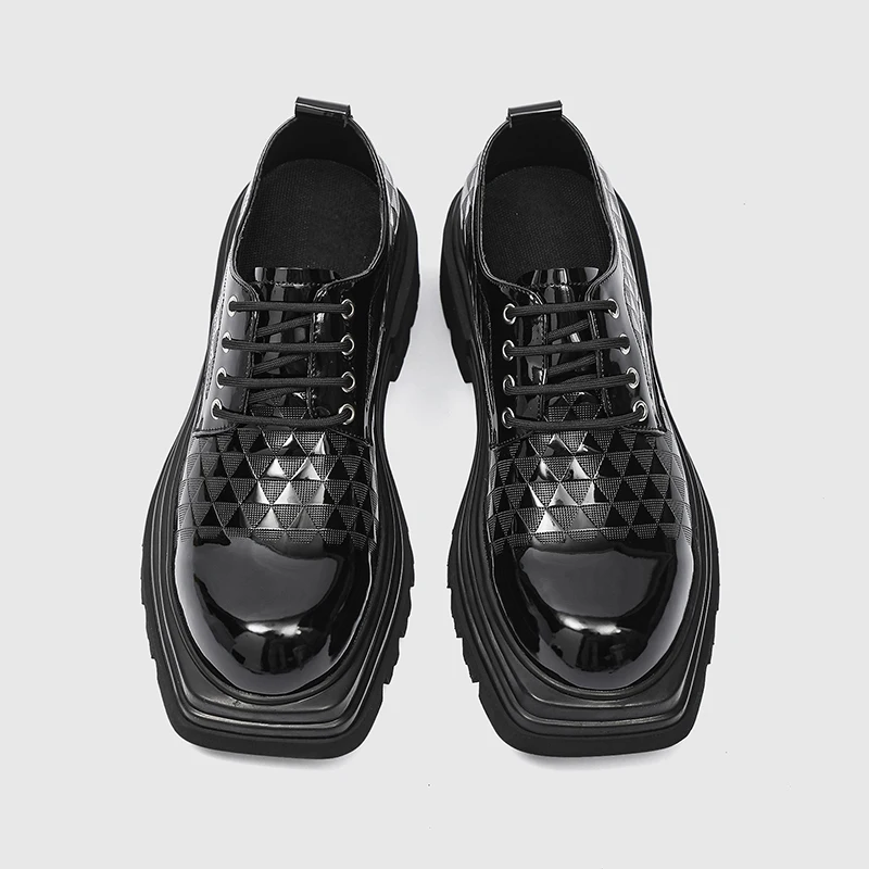 

Men's Japan Karajuku Korean Style Fashion Boots Streetwear Thick Platform Casual Leather Shoes Male Lace Up Dress Leather Shoes