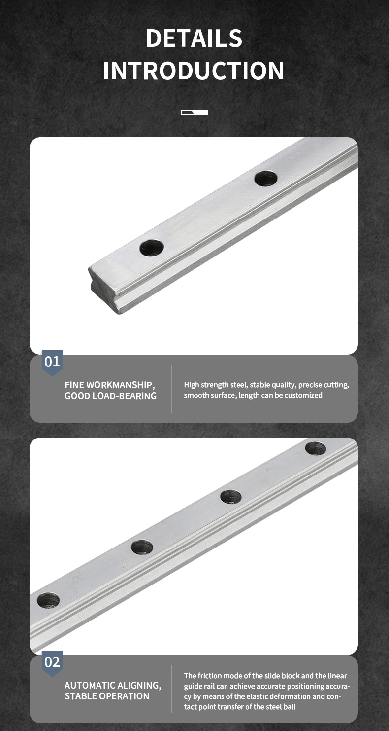 2PCS HGR20 Linearführungsschiene Mit Slider Block Wagen Für CNC Router Gravur Übertragung Teile Schiene Länge 100-1150mm – Detail 12