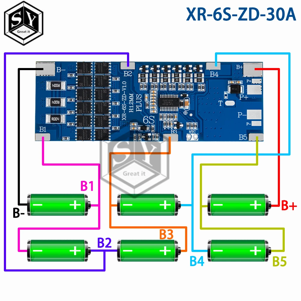6SBMS10A20A30A22.2VLi-ionLithium18650ChargeProtectionBoardWithBalanceAndTemperatureControlProtection-AliExpress502