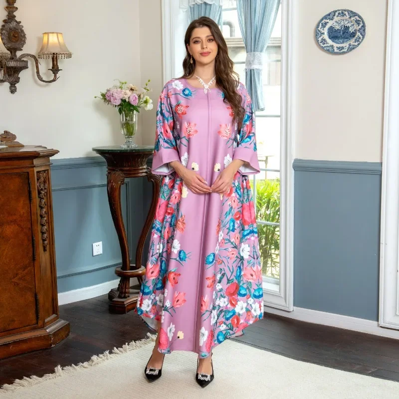Muslim Robe Affordable Luxury Fashion Rhinestone Positioning Printing Arabic Women Dress Muslim Dress Women African
