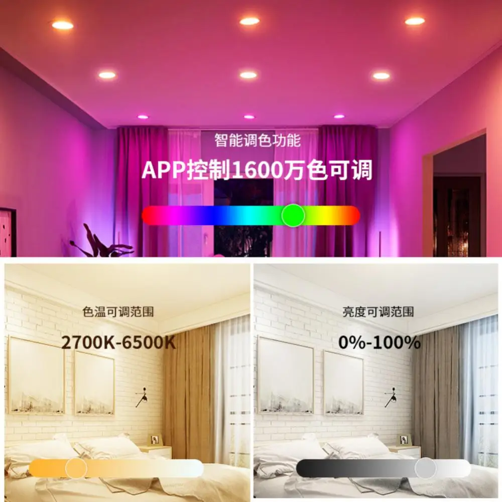 

Лампа с Wi-Fi, 120 В, регулировка яркости, голосовое управление, Rgb,-В переменного тока, 9 Вт, работает с Alexa Home, потолочный светильник, умный светодиодный потолочный светильник
