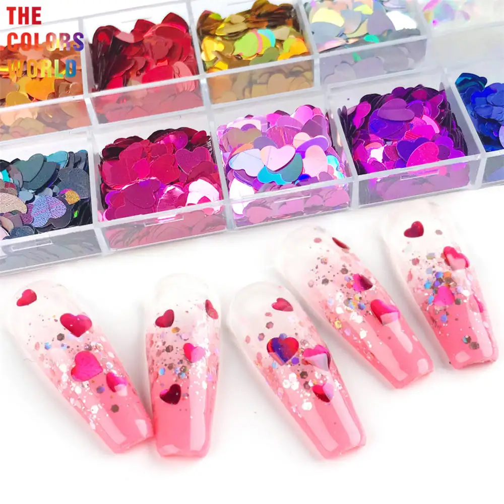 

TCT-391 Heart Shape Valentine's Day Color Nail Glitter Nail Art Decoration Makeup Tattoo Tumblers Craft DIY Accessoires Festival