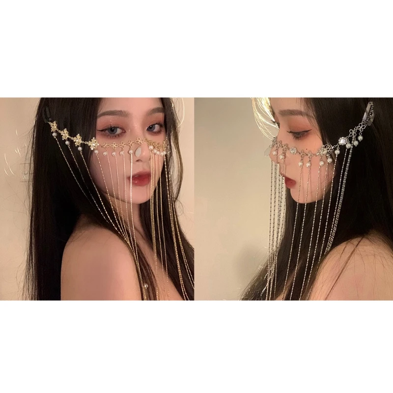 

New Tassel Chain Veil Exotic Hair Clip Cover Face Jewelry Masquerade Mask