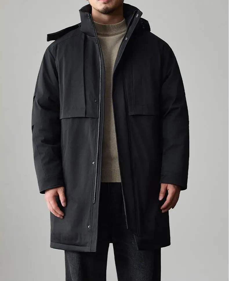Winter Jackets Men Padded Warm Long Cotton Coats Plus Size 6XL 7XL 8XL Oversize Windbreak Hooded Black Autumn Pockets Loose Male