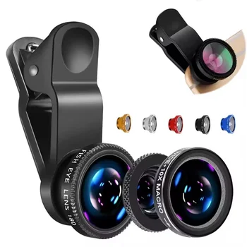 Obiettivo 3 in 1 Fish Eye con zoom e clip per iPhone, Xiaomi, Huawei, accessori per fotografia, viaggi, vlog, fotocamera.