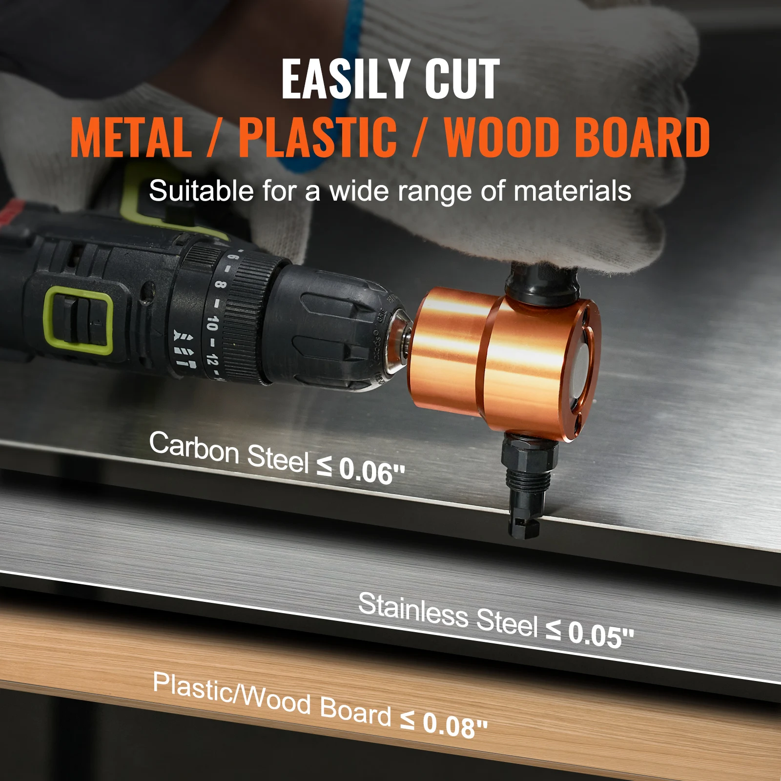 VEVOR Double Head Sheet Metal Nibbler Cutter 360 Degree Metal Nibbler Drill Attachment with Extra Punch and Die Cutting Hole 3