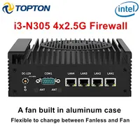 Firewall Appliance Mini PC 12th Gen Intel i3 N305 N100 2.5G Soft Router 4x i226-V LAN DDR5 2*COM Longer Fins Efficient cooling 2