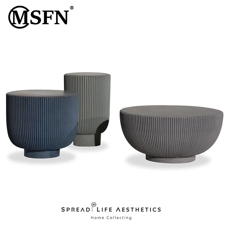 

Light Luxury Designer Xiaoxiangfeng Creative Art Vertical Pleating Molding round Side