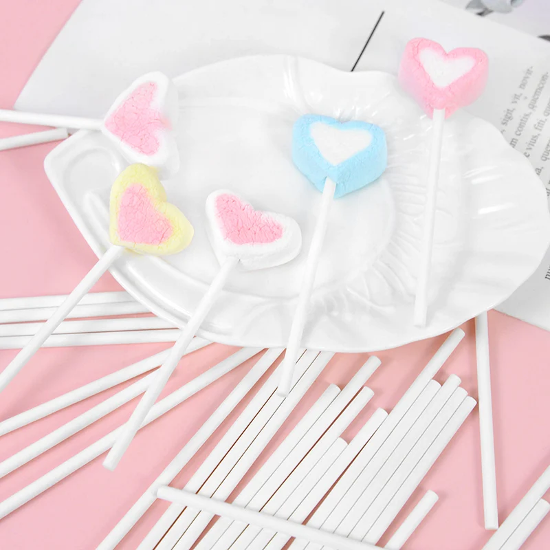 100 stks Effen Kern Wit Papier Lollipop Sticks voor DIY Chocolade Suiker Snoep Lolly Pop Sucker Sticks Cake Pop Sticks 8/10/15/20 cm - Image 7