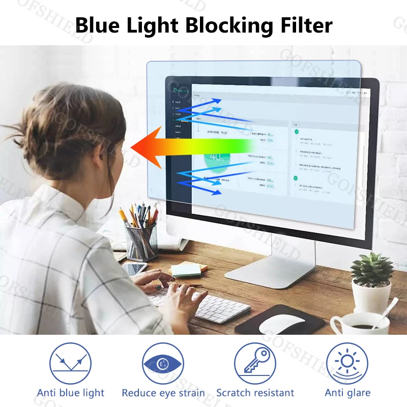Anti Blue Light Screen Filter For 19-27 Inch Widescreen Computer Block Harmful Blue Light Reduce Eye Fatigue Screen Protector