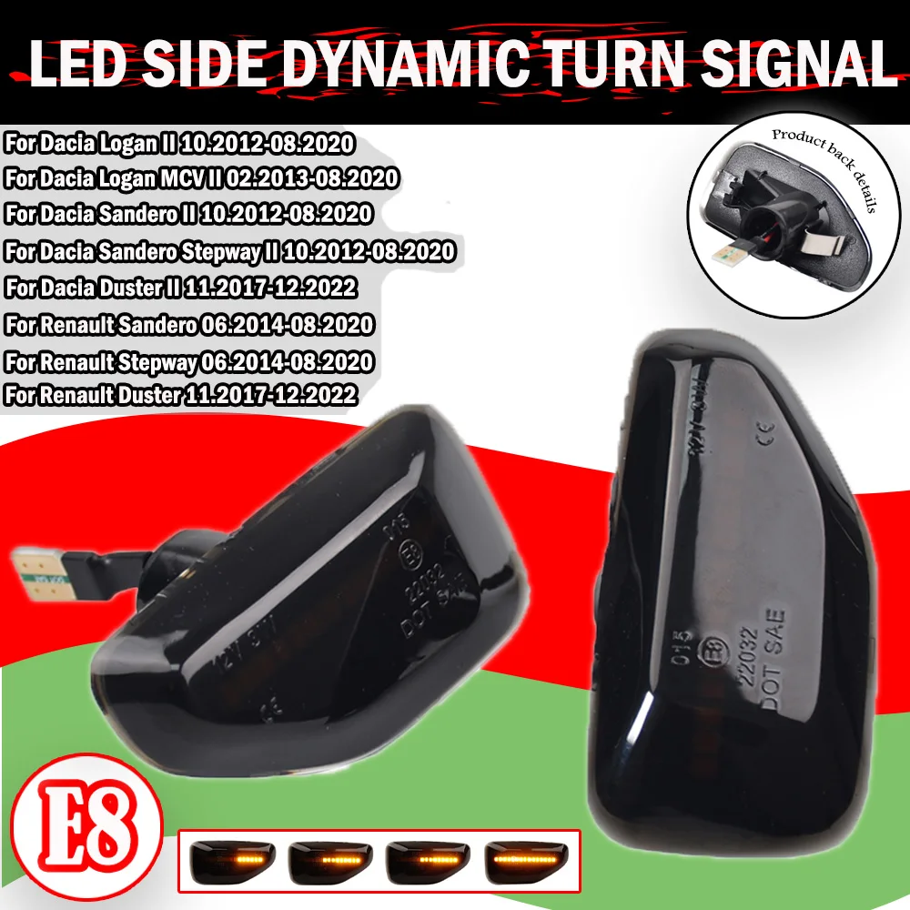 2Pcs LED ̳ ̵ Ŀ Ʈ ַο  ñ׳    Dacia Logan 2 Sandero 2 Duster 2 Renault Stepway