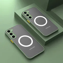 Universal Wireless Charging Case with MagSafe Compatibility for S24 (Light Green)
