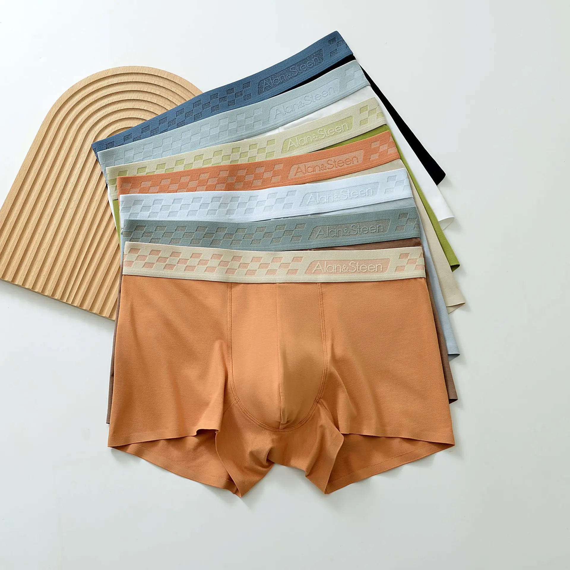 Cotton men's underwear, medium waist flat corner pants, solid color youth shorts 3PCS